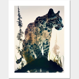 Clouded Leopard Double Exposure Posters and Art